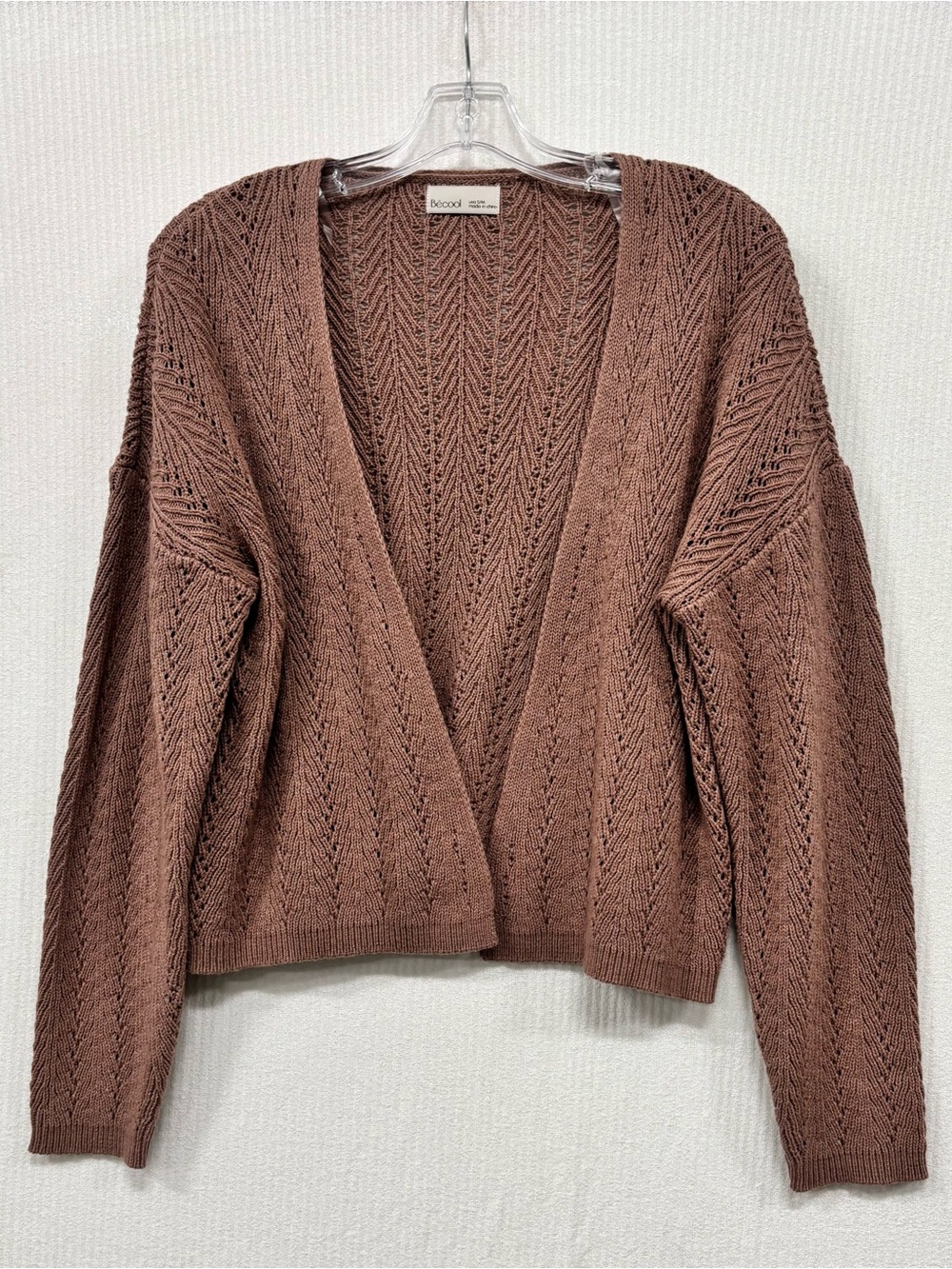 BE COOL Open V-Neck Chocolate Brown Knit Cardigan